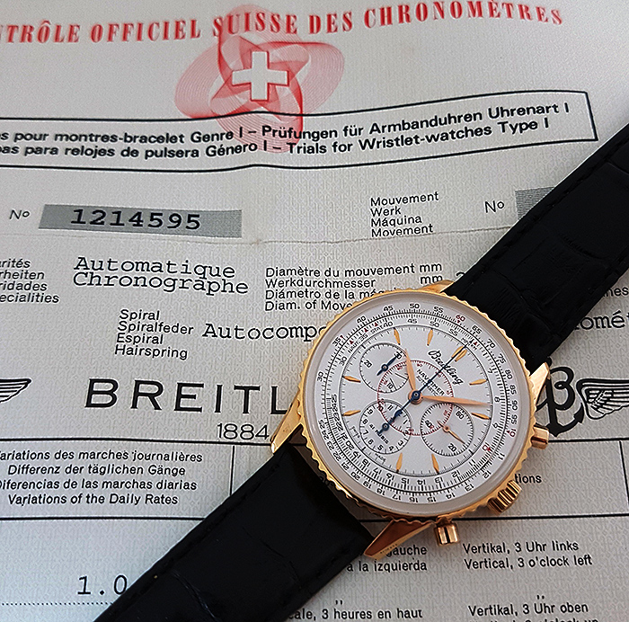 Breitling Navitimer Montbrillant Automatic 18K RG Chronograph Wristwatch Ref. H30030.1