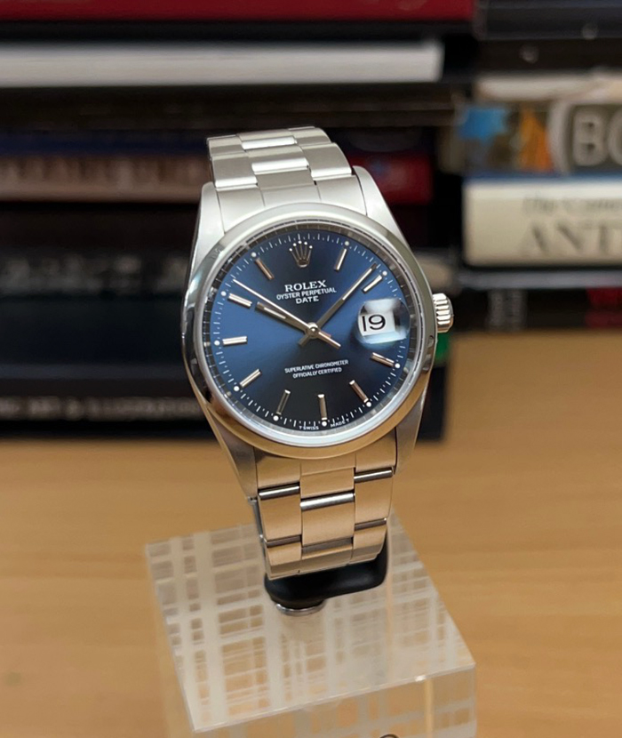 2000 BLUE Rolex Oyster Perpetual Date Midsize Wristwatch Ref. 15200