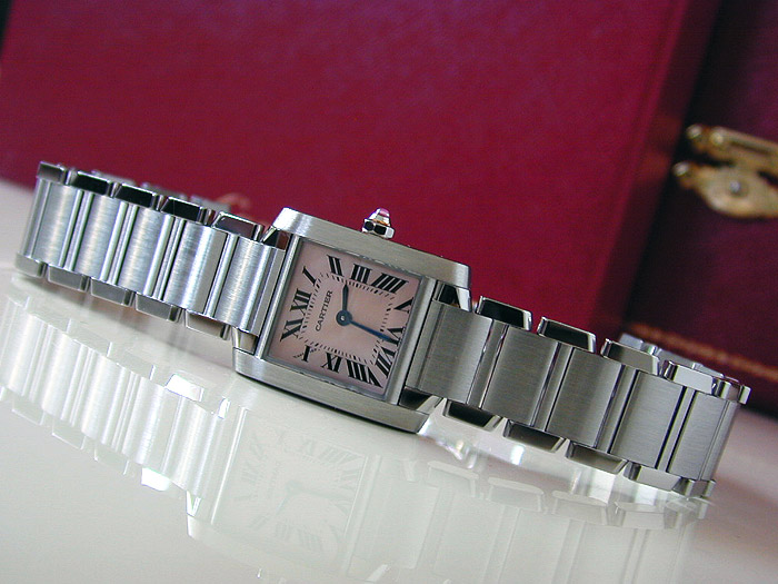 cartier tank francaise pink mother of pearl