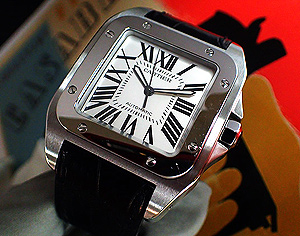 Cartier Santos 100 White Dial Roman Numeral W20073X8