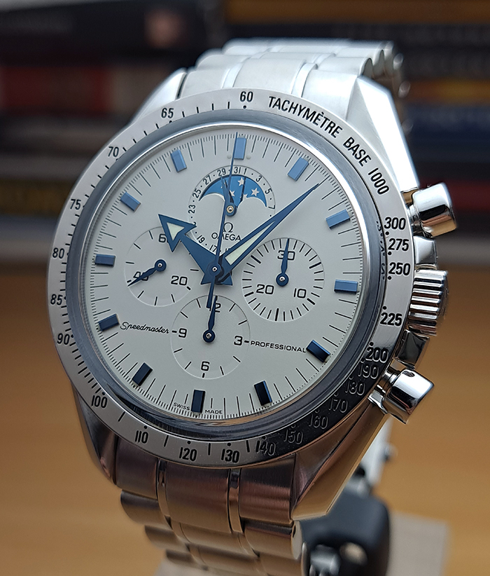 Omega Speedmaster Professional Moonphase 18K WG Bezel Ref. 3875.20.37