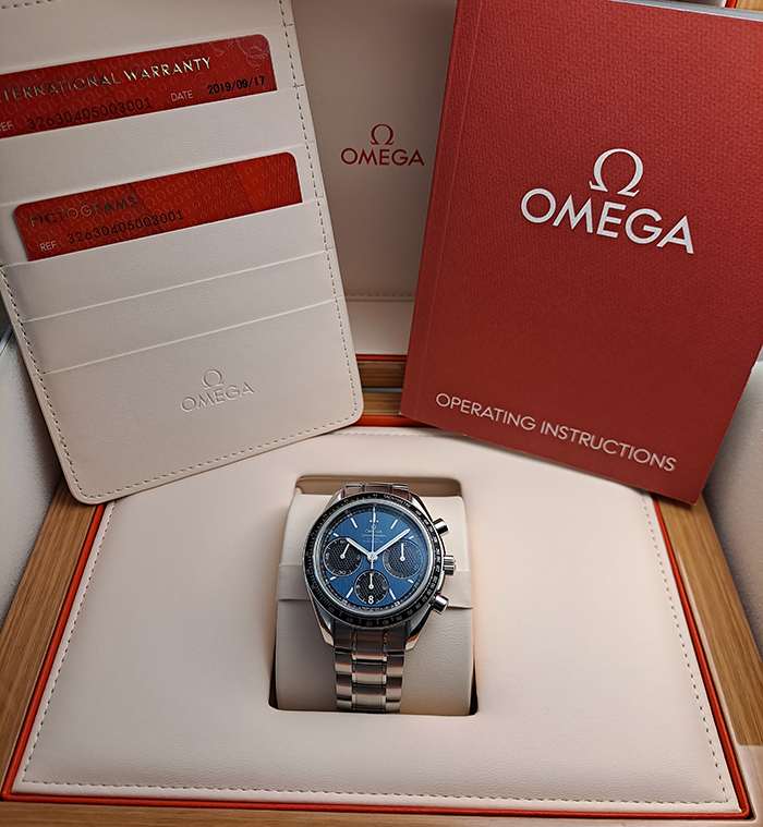 BLUE Omega Speedmaster Racing Co-Axial Chronometer Ref. 326.30.40.50.03.001