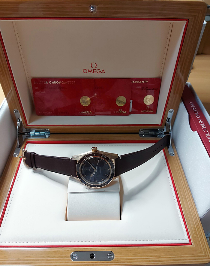 Omega Bronze Gold Seamaster 300 Co-Axial Wristwatch Ref. 234.92.41.21.10.001 