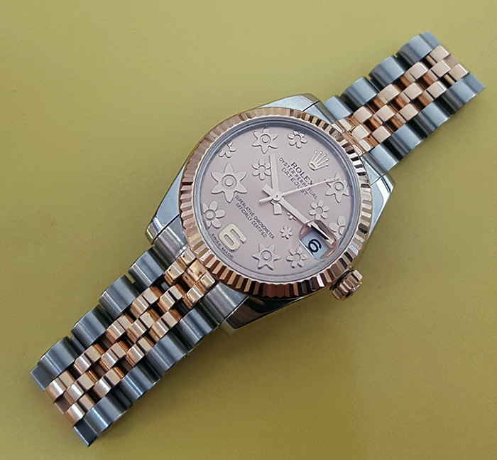 Ladies' Rolex Datejust Pink Floral Dial Wristwatch RG Ref. 178241