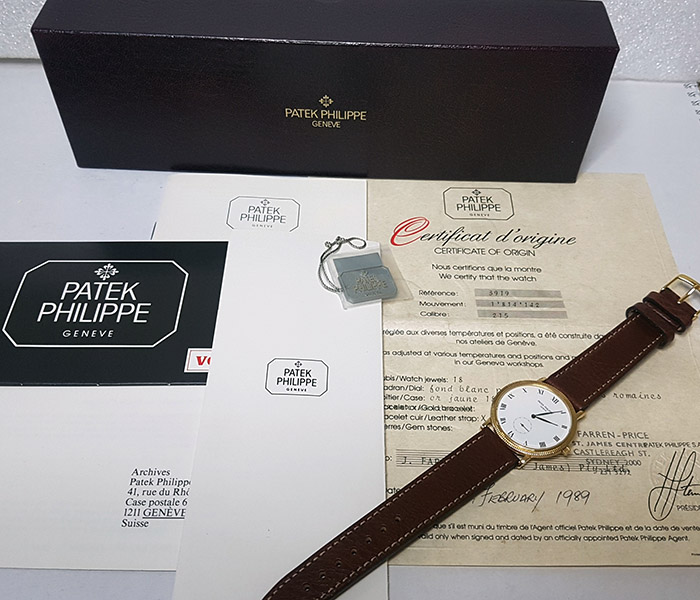 1989 Patek Philippe Calatrava 18K YG Wristwatch Ref. 3919