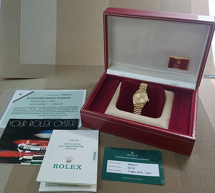 Ladies' Rolex 18K YG President Diamond Dial Ref. 69178