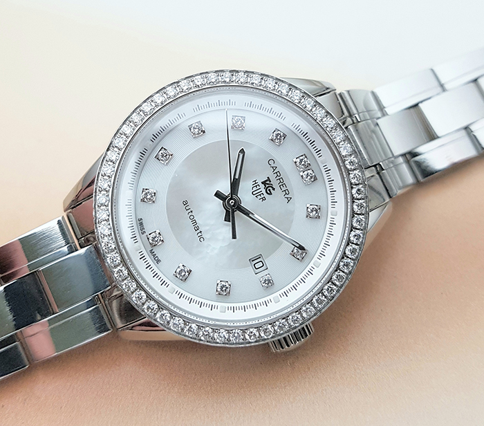 Ladies' Tag Heuer Carrera Calibre 9 Diamond dial & bezel Wristwatch Ref. WV2413