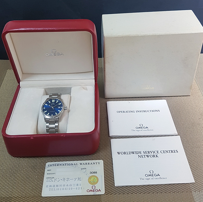 Omega Dynamic Electric Blue Waffle Dial Wristwatch Ref. 5203.81