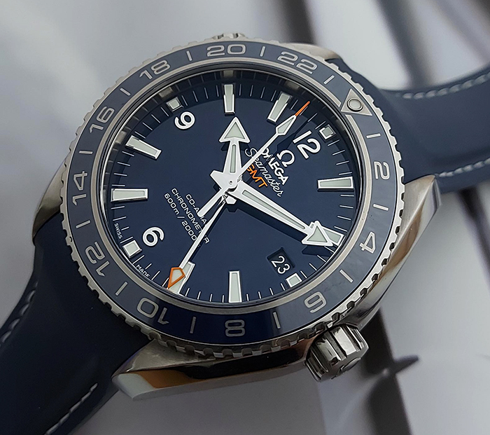 Omega Seamaster Blue Planet Ocean 600M Co-Axial GMT Titanium wristwatch ...