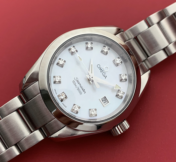 Ladies omega seamaster online aqua terra with diamonds