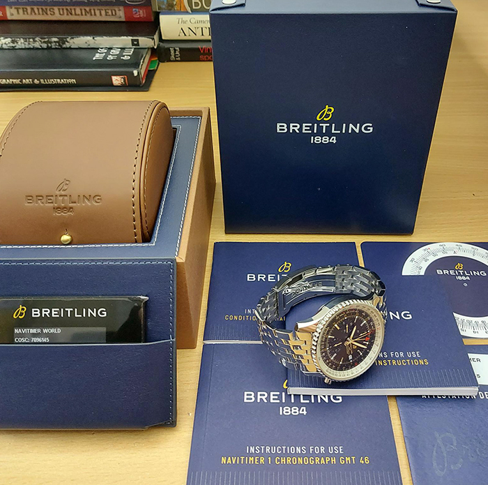 BLUE Breitling 1884 Chronometre Navitimer World Wristwatch Ref. A24322