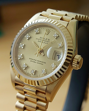 1995 Rolex Lady-Datejust 18K Yellow Gold Diamond Dial Ref. 69178G