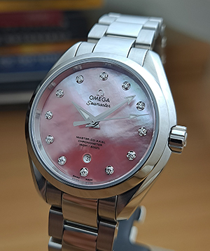 Ladies Omega Seamaster Aqua Terra 150M Coral MOP/Diamond Dial Ref. 231.10.34.20.57.003