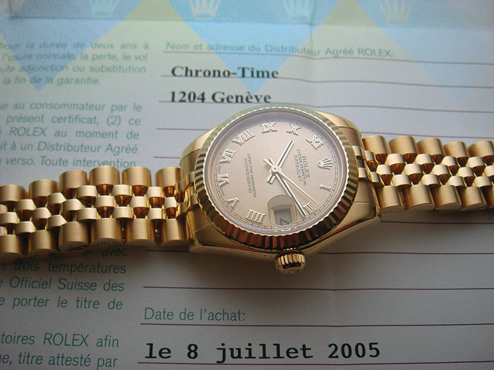 Ladies' Rolex Oyster Perpetual Datejust Midsize 18K YG Wristwatch Ref. 178278