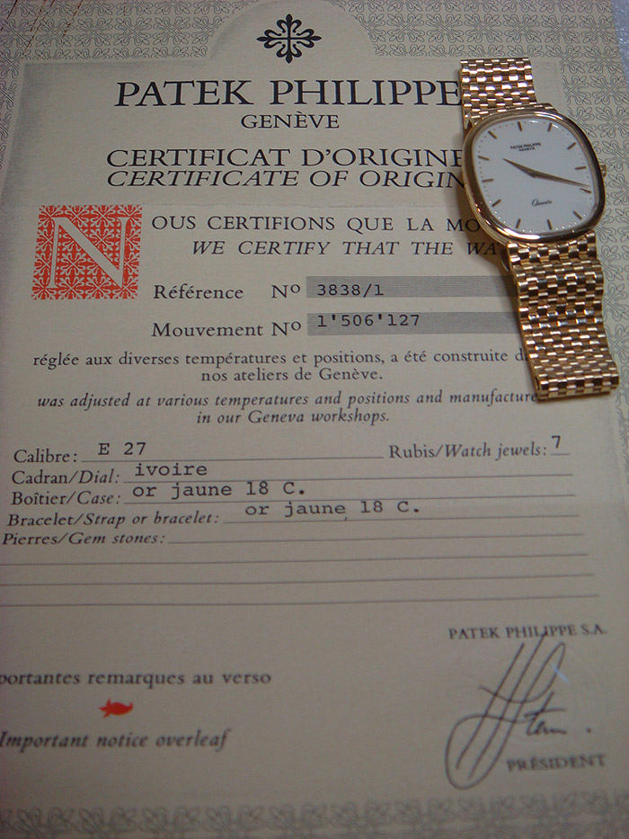 Patek Philippe Golden Ellipse 18K YG Wristwatch  Ref. 3838/1