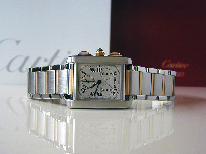 Unisex Cartier Tank Francaise MIDSIZE 18K YG/SS Chronograph Wristwatch Ref. W51004Q4