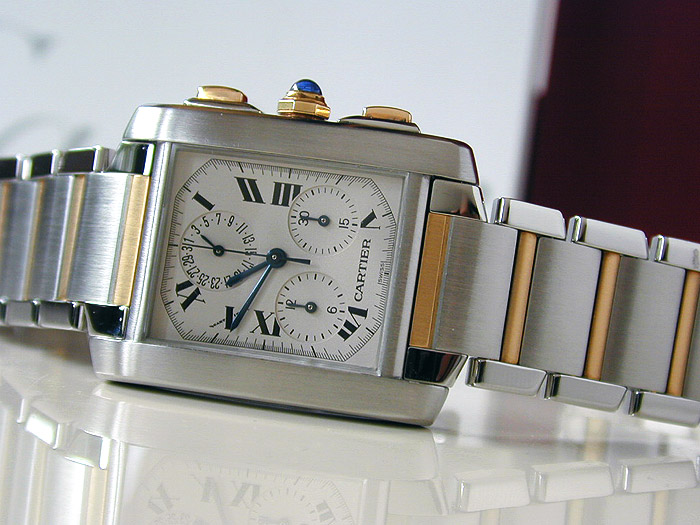 Unisex Cartier Tank Francaise MIDSIZE 18K YG/SS Chronograph Wristwatch Ref. W51004Q4