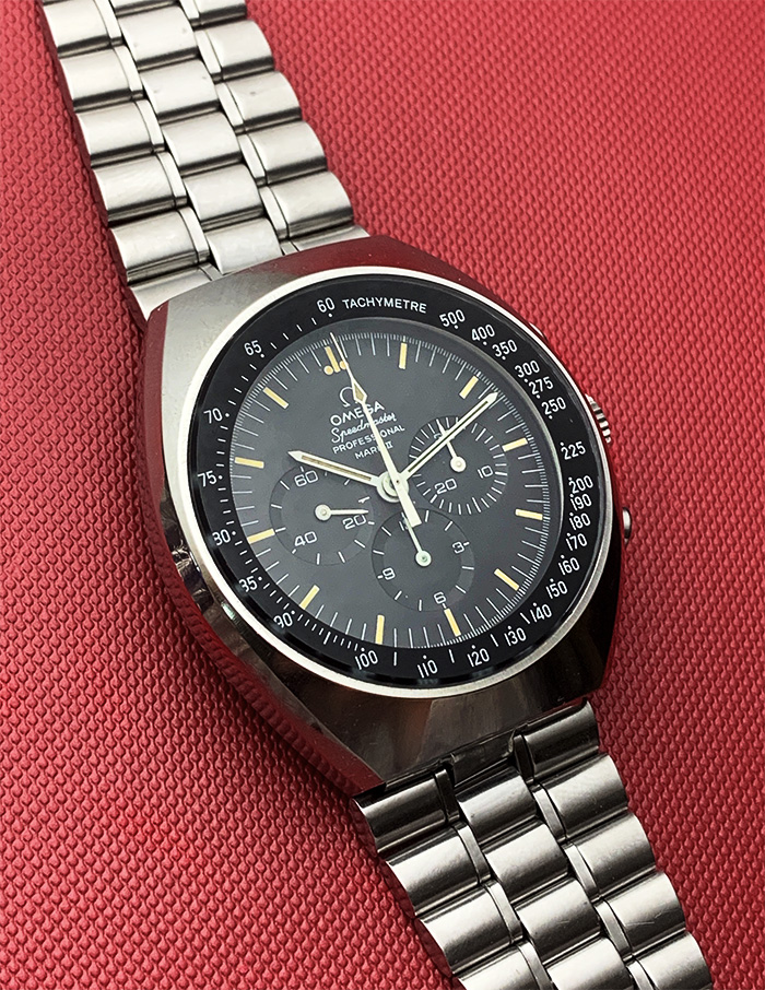 1970 Omega Speedmaster Mark II Chronograph Tropical Dial Wristwatch Ref. 145.014