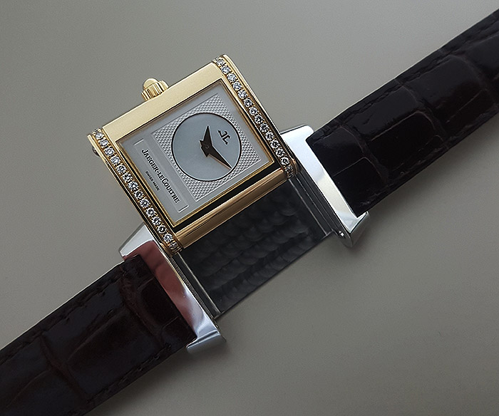 Ladies' Jaeger LeCoultre 18K Gold & Stainless Steel Diamond Set Reverso Duetto Ref. 266.5.44