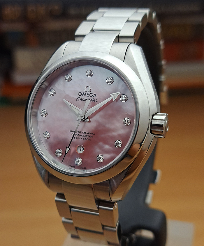Ladies Omega Seamaster Aqua Terra 150M Coral MOP/Diamond Dial Ref. 231.10.34.20.57.003