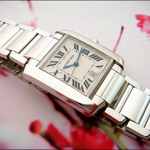Cartier Tank Francaise 18K White Gold Large Wristwatch Ref. W50011S3