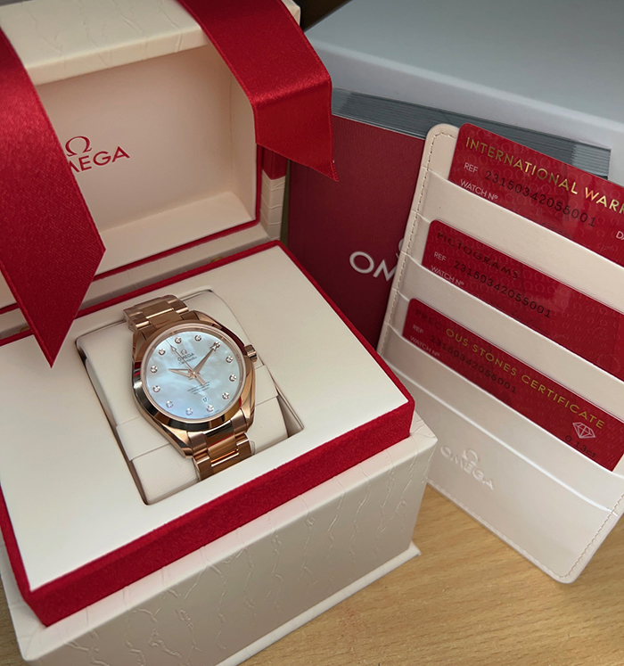 Ladies Omega Seamaster Aqua Terra 18K Rose Gold & Diamond Dial Wristwatch Ref. 231.50.34.20.55.001