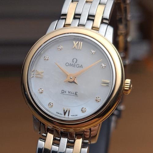 Ladies Omega De Ville Prestige 18k YG/SS Diamond Dial Ref. 424.20.24.60.55.001