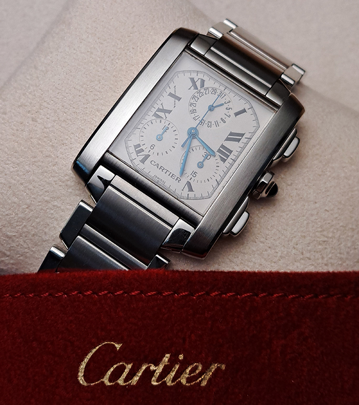 Large Cartier Tank Francaise Chronograph Wristwatch Ref. W51001Q3
