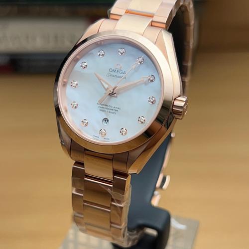 Ladies Omega Seamaster Aqua Terra 18K Rose Gold & Diamond Dial Wristwatch Ref. 231.50.34.20.55.001