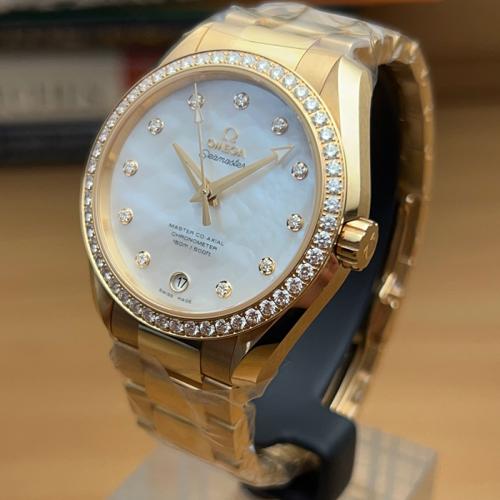 Omega Seamaster Aqua Terra 18K Yellow Gold & Diamond Bezel/Dial Wristwatch Ref. 231.55.39.21.55.002